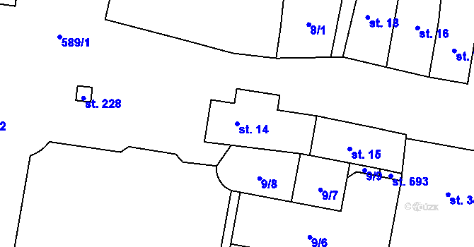 Parcela st. 14 v KÚ Bohušovice nad Ohří, Katastrální mapa