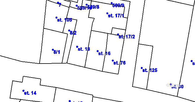 Parcela st. 16 v KÚ Bohušovice nad Ohří, Katastrální mapa