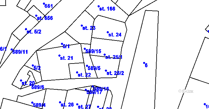 Parcela st. 25/1 v KÚ Bohušovice nad Ohří, Katastrální mapa