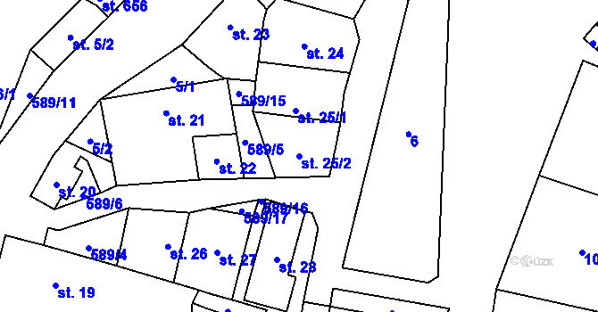 Parcela st. 25/2 v KÚ Bohušovice nad Ohří, Katastrální mapa