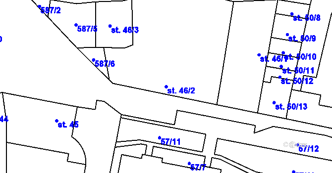 Parcela st. 46/2 v KÚ Bohušovice nad Ohří, Katastrální mapa