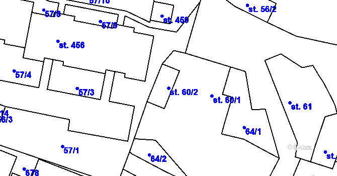Parcela st. 60/2 v KÚ Bohušovice nad Ohří, Katastrální mapa