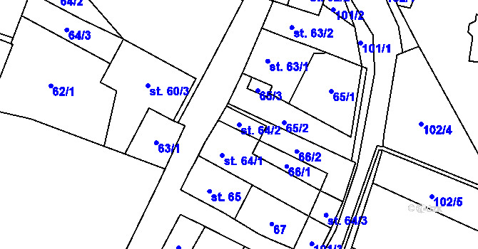 Parcela st. 64/2 v KÚ Bohušovice nad Ohří, Katastrální mapa