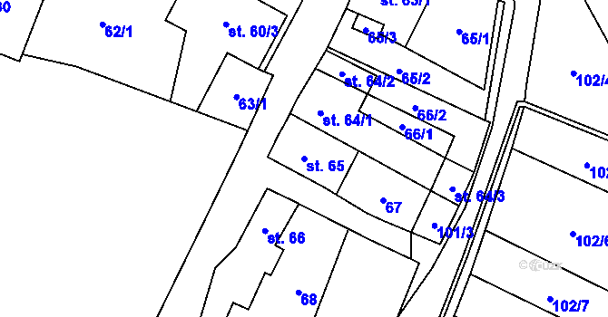 Parcela st. 65 v KÚ Bohušovice nad Ohří, Katastrální mapa