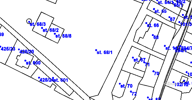 Parcela st. 68/1 v KÚ Bohušovice nad Ohří, Katastrální mapa