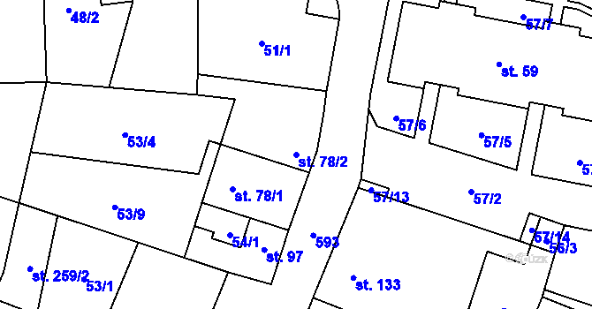 Parcela st. 78/2 v KÚ Bohušovice nad Ohří, Katastrální mapa