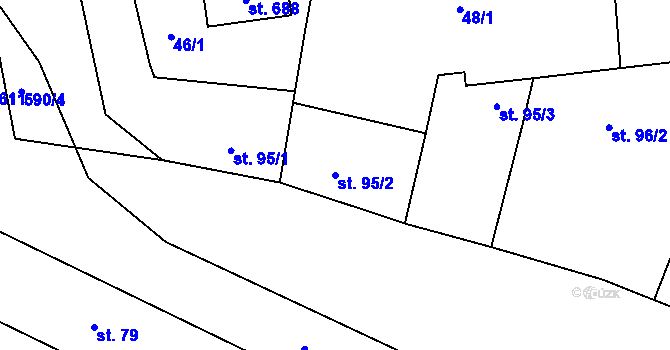 Parcela st. 95/2 v KÚ Bohušovice nad Ohří, Katastrální mapa