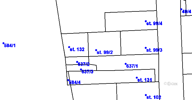 Parcela st. 99/2 v KÚ Bohušovice nad Ohří, Katastrální mapa