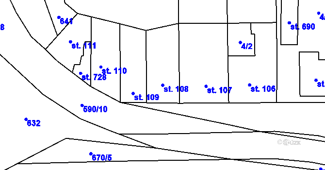 Parcela st. 108 v KÚ Bohušovice nad Ohří, Katastrální mapa