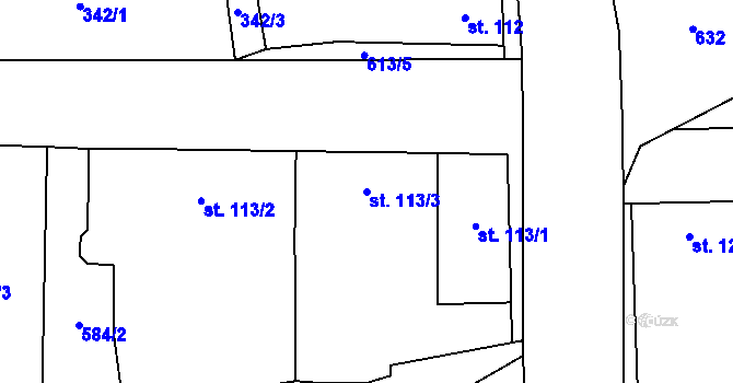 Parcela st. 113/3 v KÚ Bohušovice nad Ohří, Katastrální mapa