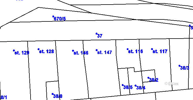 Parcela st. 147 v KÚ Bohušovice nad Ohří, Katastrální mapa