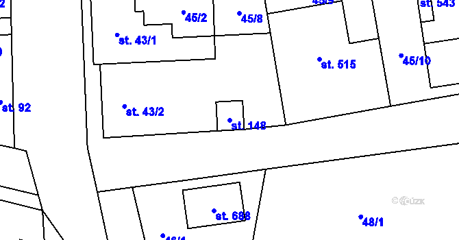 Parcela st. 148 v KÚ Bohušovice nad Ohří, Katastrální mapa