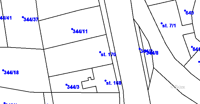 Parcela st. 170 v KÚ Bohušovice nad Ohří, Katastrální mapa