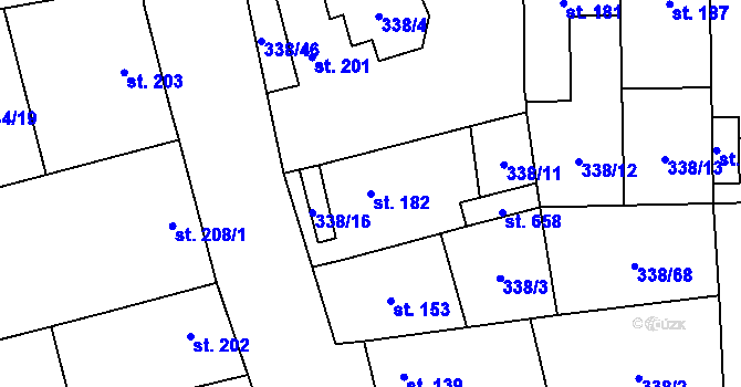 Parcela st. 182 v KÚ Bohušovice nad Ohří, Katastrální mapa