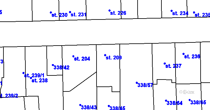 Parcela st. 209 v KÚ Bohušovice nad Ohří, Katastrální mapa