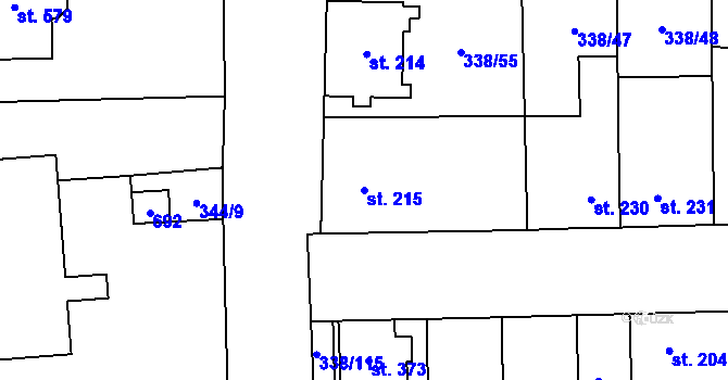Parcela st. 215 v KÚ Bohušovice nad Ohří, Katastrální mapa