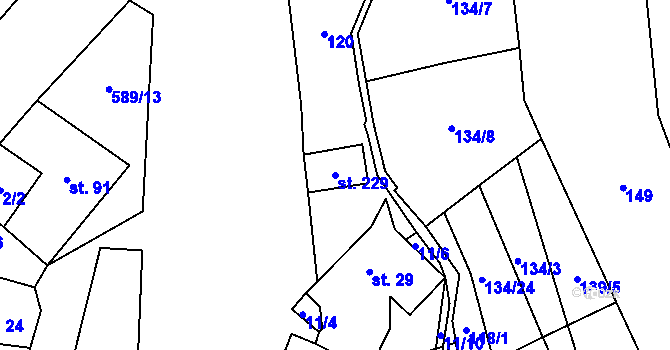 Parcela st. 229 v KÚ Bohušovice nad Ohří, Katastrální mapa