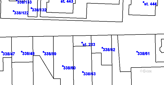 Parcela st. 233 v KÚ Bohušovice nad Ohří, Katastrální mapa