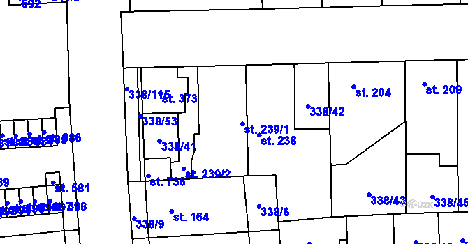 Parcela st. 239 v KÚ Bohušovice nad Ohří, Katastrální mapa