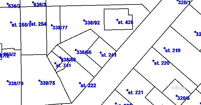 Parcela st. 241 v KÚ Bohušovice nad Ohří, Katastrální mapa