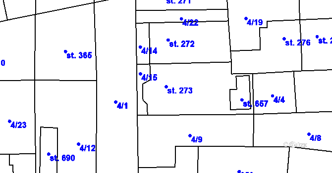 Parcela st. 273 v KÚ Bohušovice nad Ohří, Katastrální mapa