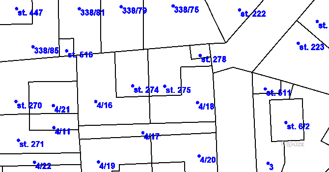 Parcela st. 275 v KÚ Bohušovice nad Ohří, Katastrální mapa