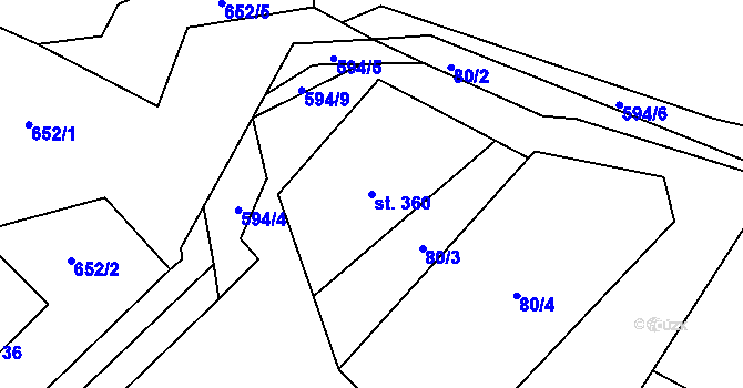 Parcela st. 360 v KÚ Bohušovice nad Ohří, Katastrální mapa