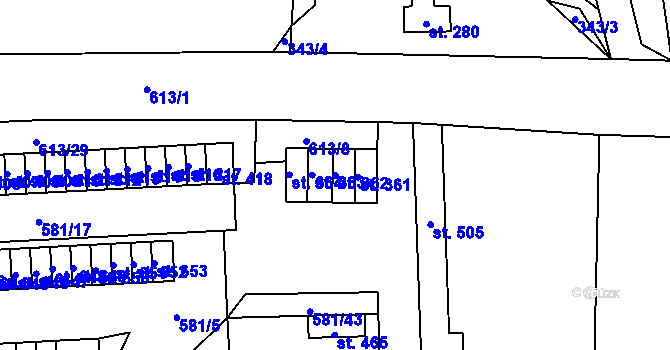 Parcela st. 362 v KÚ Bohušovice nad Ohří, Katastrální mapa