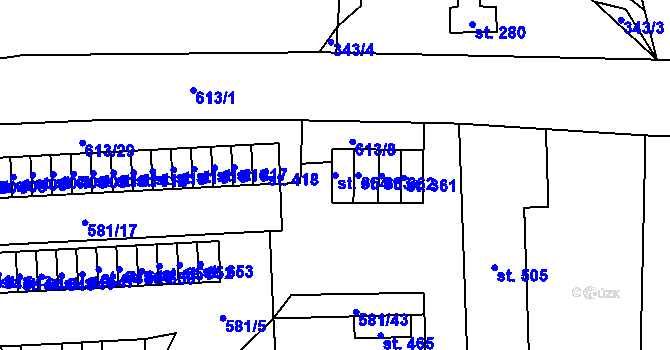 Parcela st. 364 v KÚ Bohušovice nad Ohří, Katastrální mapa