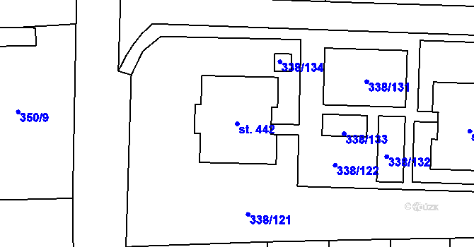 Parcela st. 442 v KÚ Bohušovice nad Ohří, Katastrální mapa