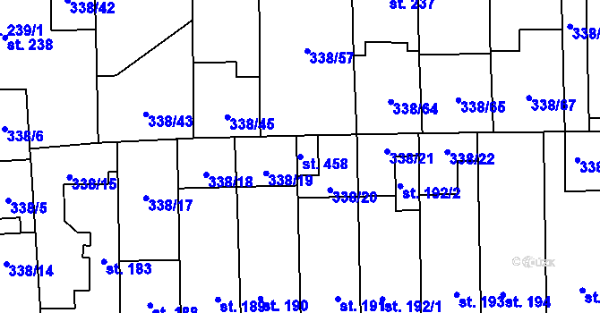 Parcela st. 458 v KÚ Bohušovice nad Ohří, Katastrální mapa