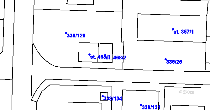 Parcela st. 468/2 v KÚ Bohušovice nad Ohří, Katastrální mapa