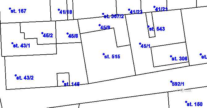 Parcela st. 515 v KÚ Bohušovice nad Ohří, Katastrální mapa