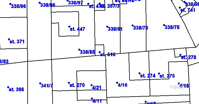 Parcela st. 516 v KÚ Bohušovice nad Ohří, Katastrální mapa