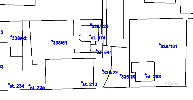 Parcela st. 544 v KÚ Bohušovice nad Ohří, Katastrální mapa
