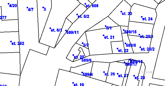 Parcela st. 5/2 v KÚ Bohušovice nad Ohří, Katastrální mapa