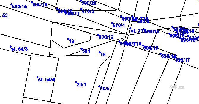 Parcela st. 18 v KÚ Bohušovice nad Ohří, Katastrální mapa