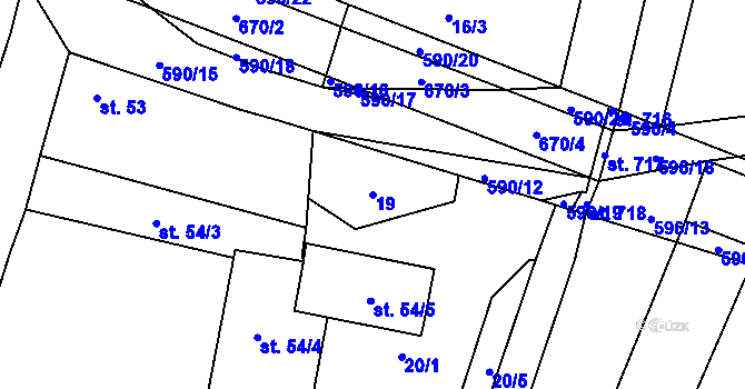 Parcela st. 19 v KÚ Bohušovice nad Ohří, Katastrální mapa