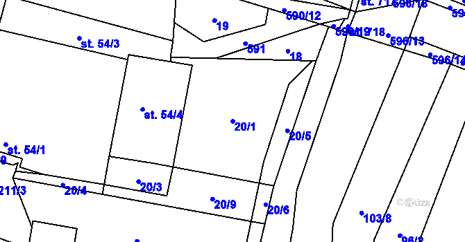 Parcela st. 20/1 v KÚ Bohušovice nad Ohří, Katastrální mapa