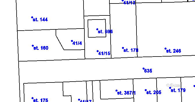 Parcela st. 41/15 v KÚ Bohušovice nad Ohří, Katastrální mapa