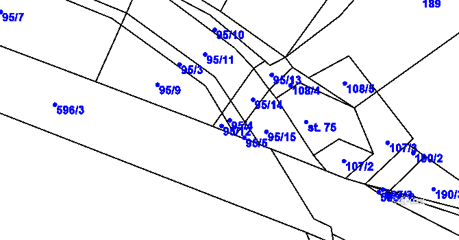 Parcela st. 95/4 v KÚ Bohušovice nad Ohří, Katastrální mapa