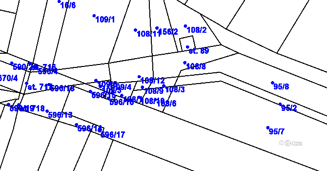 Parcela st. 108/3 v KÚ Bohušovice nad Ohří, Katastrální mapa