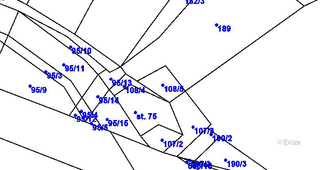 Parcela st. 108/5 v KÚ Bohušovice nad Ohří, Katastrální mapa