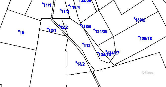 Parcela st. 113 v KÚ Bohušovice nad Ohří, Katastrální mapa
