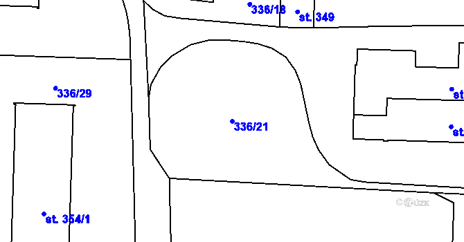 Parcela st. 336/21 v KÚ Bohušovice nad Ohří, Katastrální mapa