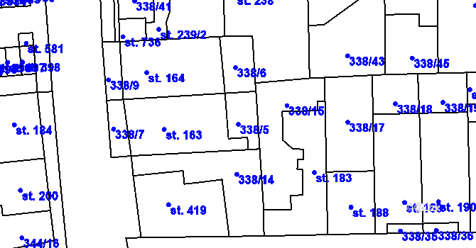 Parcela st. 338/5 v KÚ Bohušovice nad Ohří, Katastrální mapa