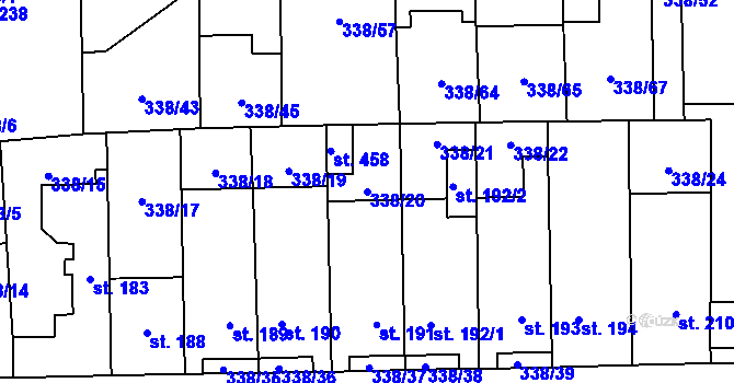 Parcela st. 338/20 v KÚ Bohušovice nad Ohří, Katastrální mapa