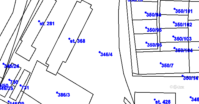 Parcela st. 346/4 v KÚ Bohušovice nad Ohří, Katastrální mapa