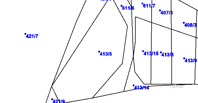 Parcela st. 413/5 v KÚ Bohušovice nad Ohří, Katastrální mapa
