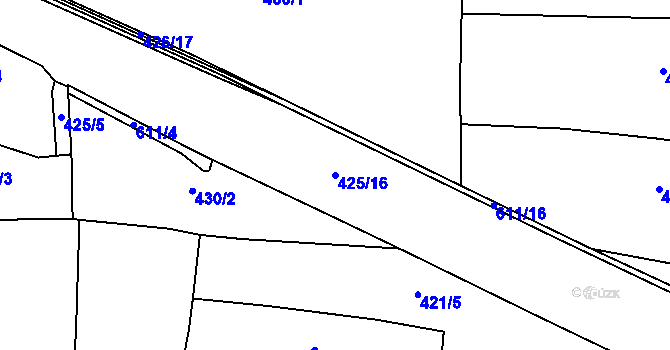 Parcela st. 425/16 v KÚ Bohušovice nad Ohří, Katastrální mapa